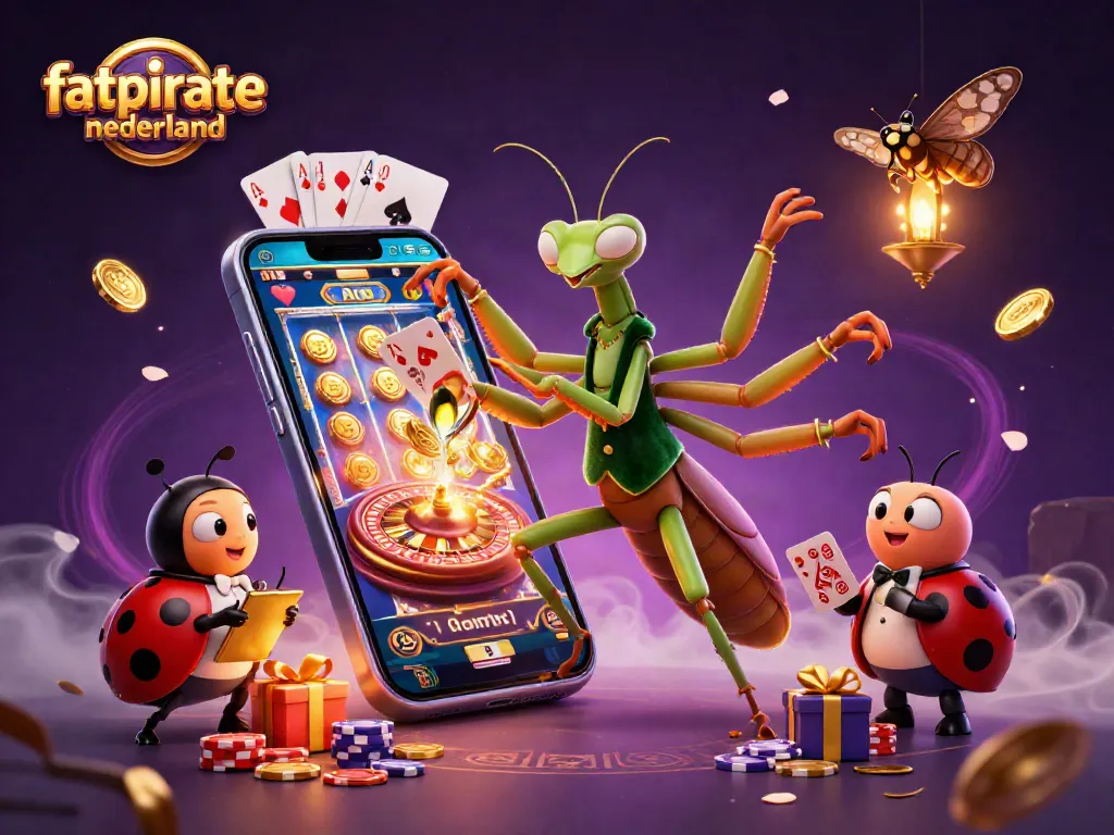 Experience the thrill of fatpirate nederland with exciting games and animated characters in a colorful casino scene.